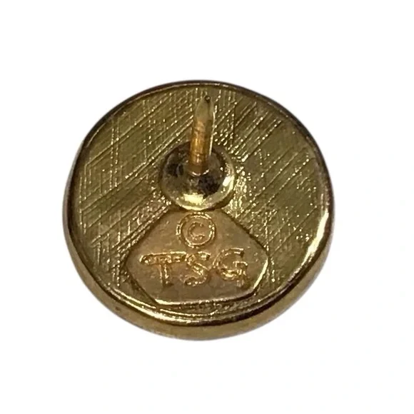 TSG Jerusalem Cross Tac Pin Brooch Round Gold Black Lapel Hat Bag Jewelry - Picture 5 of 7